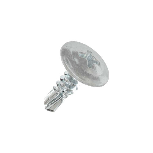 A 13mm x 4.2mm Painted Wafer Head Self Drilling Screws - BZP Steel with a RAL 7035 Light Grey powder coated coloured screw head.