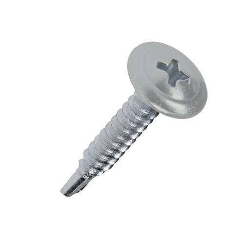 A 25mm x 4.2mm Painted Wafer Head Self drilling Screws - BZP Steel with a RAL 7035 Light Grey powder coated coloured screw head.