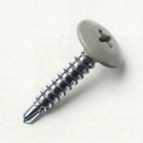 25mm x 4.2mm Painted Wafer Head Self drilling Screws - BZP Steel with a RAL 7038 Agate Grey powder coated coloured screw head.