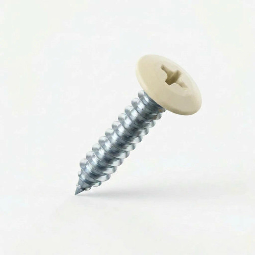 19mm x 4.2mm Painted Flange Head Self Tapping Screw - BZP Steel with a RAL 1015 Light Ivory powder coated coloured screw head.
