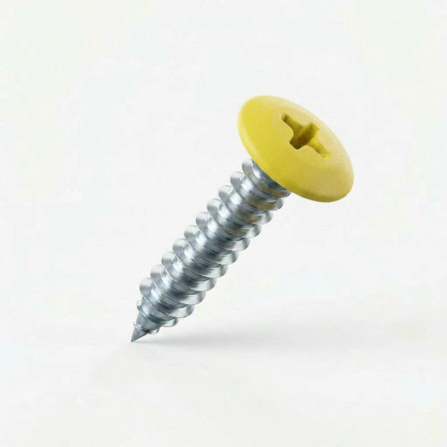 19mm x 4.2mm Painted Flange Head Self Tapping Screw - BZP Steel with a RAL 1016 Sulphur Yellow powder coated coloured screw head.