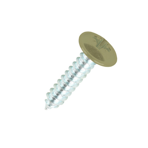 19mm x 4.2mm Painted Flange Head Self Tapping Screw - BZP Steel with a RAL 1020 Olive Yellow powder coated coloured screw head.
