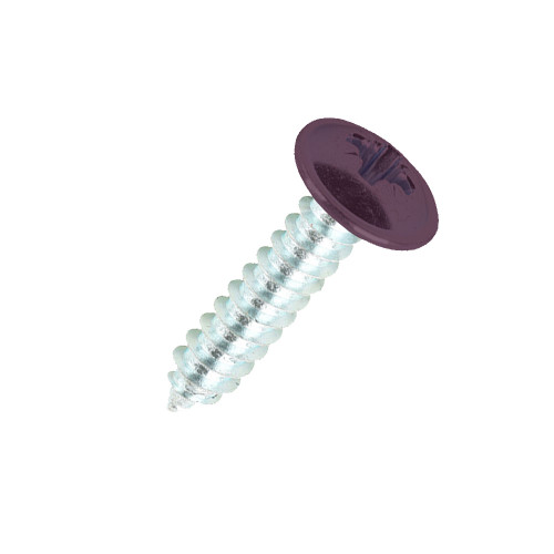 19mm x 4.2mm Painted Flange Head Self Tapping Screw - BZP Steel with a RAL 4007 Violet Purple powder coated coloured screw head.