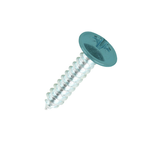 19mm x 4.2mm Painted Flange Head Self Tapping Screw - BZP Steel with a RAL 5012 Light Blue powder coated coloured screw head.