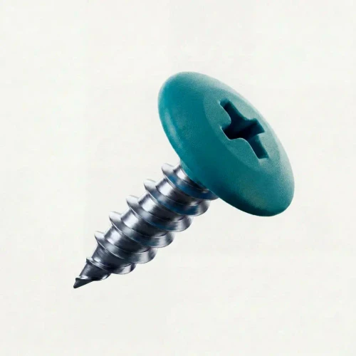 PanelPro 19mm x 4.2mm hoarding screw technical drawing with wafer head dimensions - RAL 5021 Water Blue