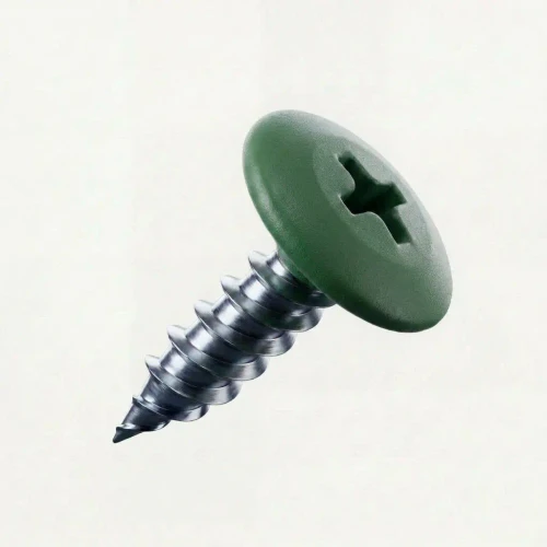 PanelPro 19mm RAL 6005 Moss Green wafer head hoarding screw for ACM Dibond and printed construction panels