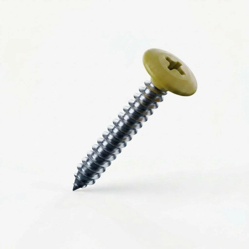 RAL 1020 Olive yellow - 25mm x 4.2mm Painted Flange Head Self Tapping Screws - BZP Steel