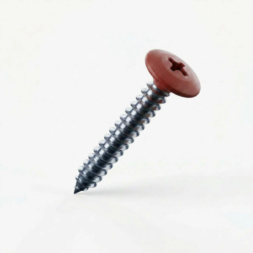RAL 3009 Oxide Red - 25mm x 4.2mm Painted Flange Head Self Tapping Screws - BZP Steel