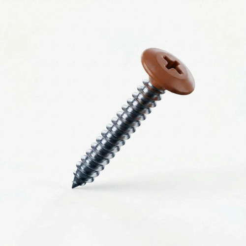 RAL 8004 Copper Brown - 25mm x 4.2mm Painted Flange Head Self Tapping Screws - BZP Steel
