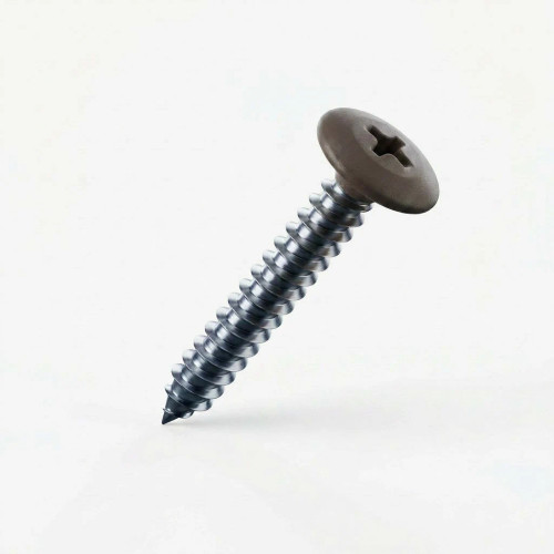 RAL 8019 Grey Brown - 25mm x 4.2mm Painted Flange Head Self Tapping Screws - BZP Steel