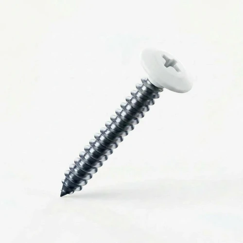 RAL 9016 Traffic White - 32mm x 4.2mm Painted Flange Head Self Tapping Screws - BZP Steel