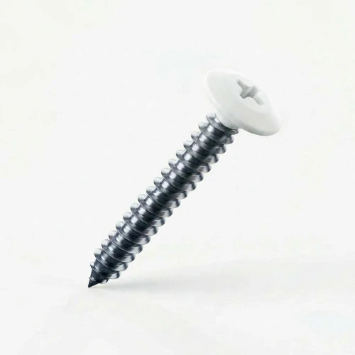 RAL 9010 Pure White - 32mm x 4.2mm Painted Flange Head Self Tapping Screws - BZP Steel