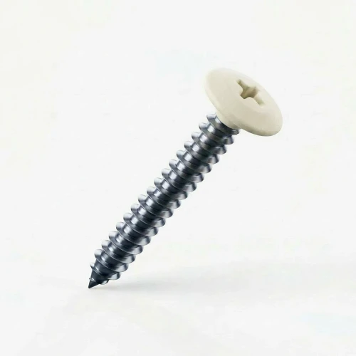 RAL 1013 Oyster White - 32mm x 4.2mm Painted Flange Head Self Tapping Screws - BZP Steel