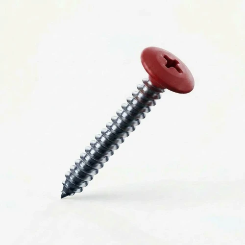 RAL 3002 Carmine Red - 32mm x 4.2mm Painted Flange Head Self Tapping Screws - BZP Steel