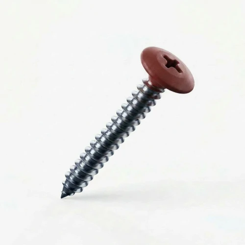 RAL 3009 Oxide Red - 32mm x 4.2mm Painted Flange Head Self Tapping Screws - BZP Steel