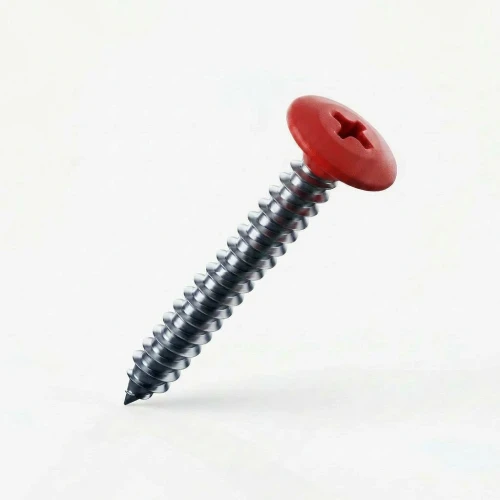 RAL 3020 Traffic Red - 32mm x 4.2mm Painted Flange Head Self Tapping Screws - BZP Steel