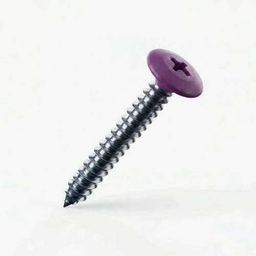 RAL 4006 Traffic Purple - 32mm x 4.2mm Painted Flange Head Self Tapping Screws - BZP Steel
