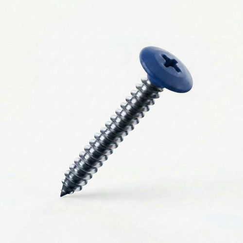 RAL 5013 Cobalt Blue - 32mm x 4.2mm Painted Flange Head Self Tapping Screws - BZP Steel