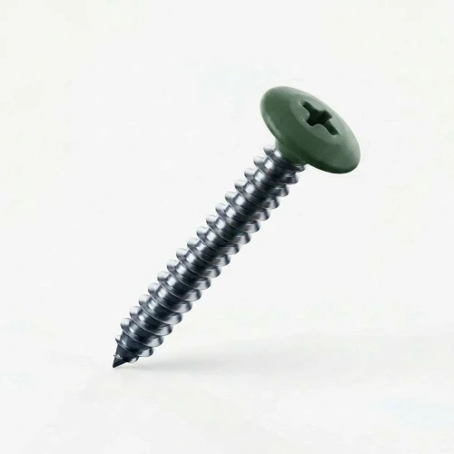 RAL 6012 Black Green - 32mm x 4.2mm Painted Flange Head Self Tapping Screws - BZP Steel