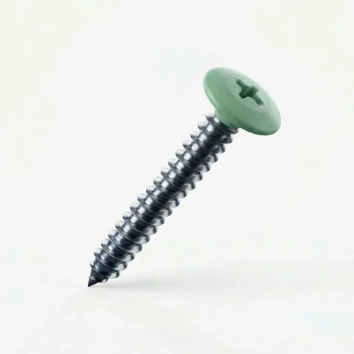 RAL 6027 Light Green - 32mm x 4.2mm Painted Flange Head Self Tapping Screws - BZP Steel