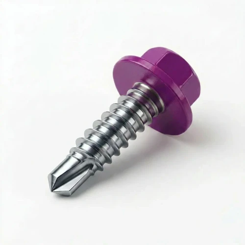 RAL 4006 Traffic Purple - 13mm x 4.2mm Coloured Hex Head Self Drilling Tek Bolts - BZP