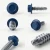 Blue powder coated tek bolt screws from different angles
