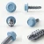 Pastel blue coloured self drilling tek bolt screw from different angles
