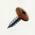 RAL 8008 Olive Brown - 19mm x 4.2mm Painted Wafer Head Self Tapping Screws - BZP Steel with brown coloured screw head.