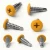 Different angles of the 16mm x 4.2mm Painted Wafer Head Self drilling Screws - BZP Steel with a RAL 1033 Dahlia Yellow powder coated coloured screw head.