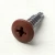 A 16mm x 4.2mm Painted Wafer Head Self Drilling Screws - BZP Steel with a RAL 3009 Oxide Red powder coated coloured screw head.