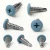 Different angles of the 16mm x 4.2mm Painted Wafer Head Self Drilling Screws - BZP Steel with a RAL 5024 Pastel Blue powder coated coloured screw head.