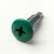 A 16mm x 4.2mm Painted Wafer Head Self Drilling Screws - BZP Steel with a RAL 6016 Turquoise Green powder coated coloured screw head.