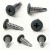 Different angles of the 16mm x 4.2mm Painted Wafer Head Self Drilling Screws - BZP Steel with a RAL 7016 Anthracite Grey powder coated coloured screw head.