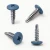 Various angles of the powder coated 19mm wafer head self drilling screw with RAL 5023 distant blue coloured screw head