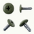 Various angles of the 22mm x 4.8mm wafer head self drilling screws with a RAL 6003 olive green coloured powder coated screw head.