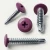 Various angles of the traffic purple wafer head self drilling screws for metal work and framing