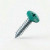 19mm x 4.2mm Painted Flange Head Self Tapping Screw - BZP Steel with a RAL 6016 Turquoise Green powder coated coloured screw head.