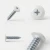 Various angles of the pure white coloured powder coated flange head screw