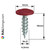 Technical dimensions of PanelPro 19mm RAL 3003 Ruby Red hoarding screw wafer head panel fixing