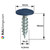 Technical dimensions of PanelPro 19mm RAL 5003 Sapphire Blue hoarding screw wafer head panel fixing