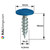 Technical dimensions of PanelPro 19mm RAL 5005 Signal Blue hoarding screw wafer head panel fixing