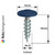 Technical dimensions of PanelPro 19mm RAL 5013 Cobalt Blue hoarding screw wafer head panel fixing