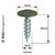 PanelPro 19mm x 4.2mm hoarding screw technical drawing showing wafer head dimensions - RAL 6003 Olive Green