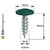 PanelPro 19mm RAL 6005 Moss Green wafer head hoarding screw for ACM Dibond and printed construction panels