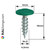 Technical drawing of PanelPro 19mm x 4.2mm hoarding screw wafer head dimensions - RAL 6016 Turquoise Green