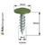 PanelPro 19mm x 4.2mm hoarding screw technical drawing wafer head dimensions - RAL 6025 Fern Green