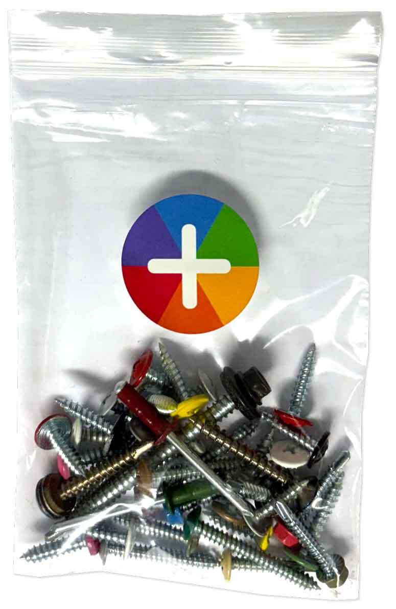 A bag of coloured screws and fixings powder coated by RALfixings.