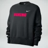 Nike Women’s Boxing Fleece Trend Crew - Black/Fluorescent Raspberry