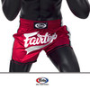 Fairtex BS1704 Red/White Slim Cut Muay Thai Boxing Short