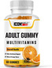 ICON MUSCLE Adult Multivitamin Gummies Orange Flavor | Women & Men | Vegan Gummy Vitamins for Adults | Vitamin A C D E B 12 & Zinc | Immunity | Gluten Free